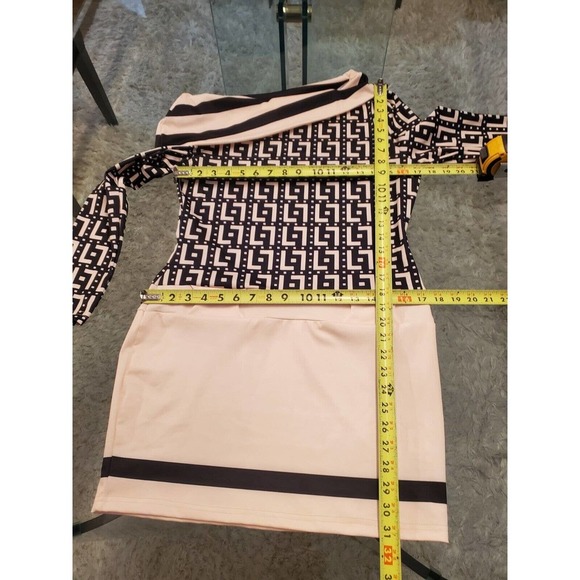 Chicme Beige Black Turn Down Collar Long Sleeve Casual Knee Length Dress Size M - Picture 7 of 12